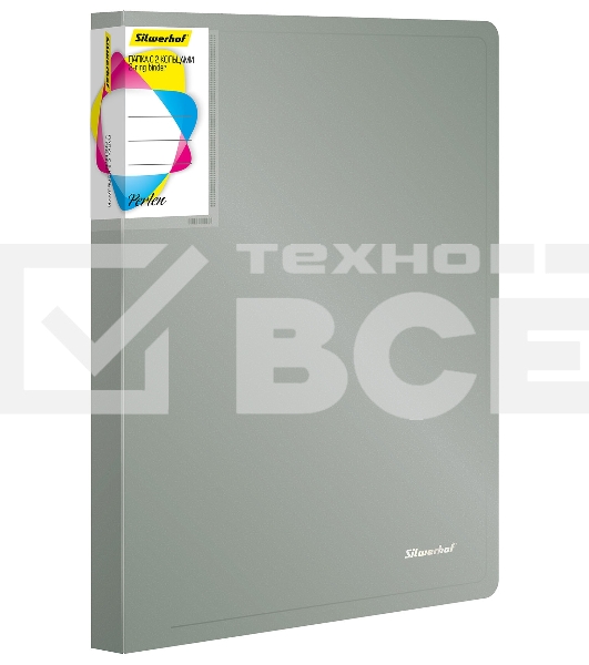 Папка на 2-х кольцах Silwerhof Perlen 271957-77 A4 1мм кор.38мм внутр. с вставкой серебристый металлик