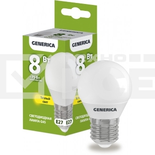 Лампа LED G45 IEK LL-G45-08-230-30-E27-G шар 8Вт 230В 3000К E27 GENERICA