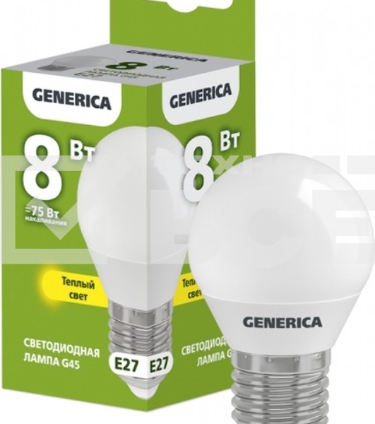 Лампа LED G45 IEK LL-G45-08-230-30-E27-G шар 8Вт 230В 3000К E27 GENERICA