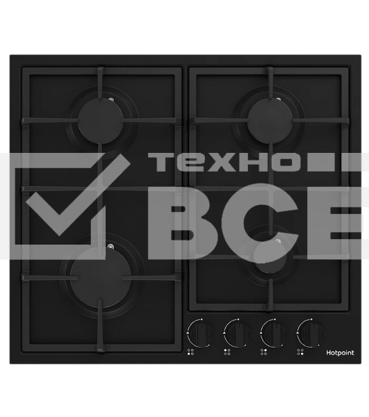 Газовая варочная поверхность Hotpoint HGMT 642 BL, независимая, черный