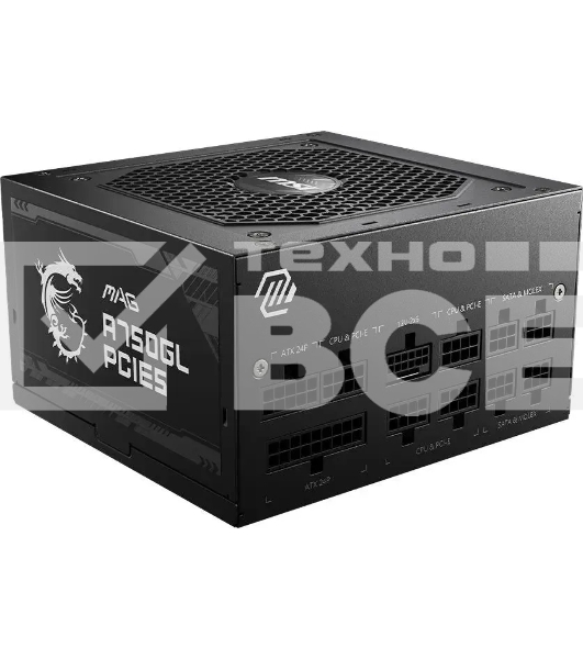Блок питания MSI ATX 750W MAG A750GL PCIE5 Gen.5 80 PLUS gold (20+4pin) APFC 120мм fan 8xSATA Cab Manag RTL