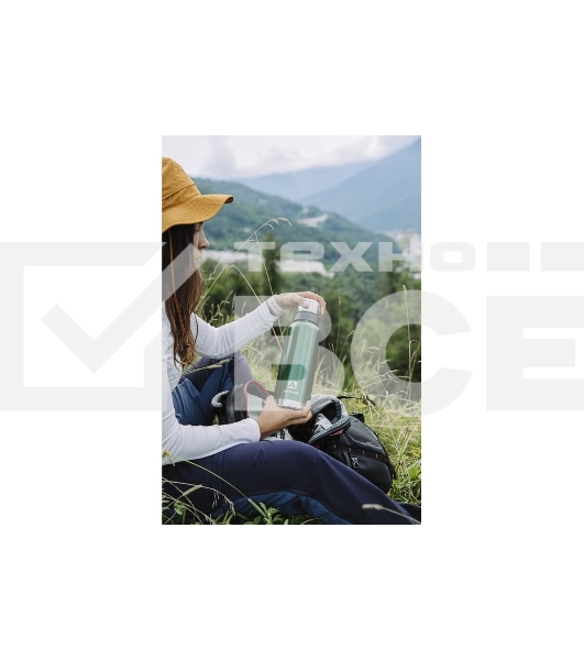 Термос Арктика 106-1200 зеленый, узкое горло 1,2 л, американский дизайн, антивандальное покрытие, две чашки, холод/тепло 32 ч