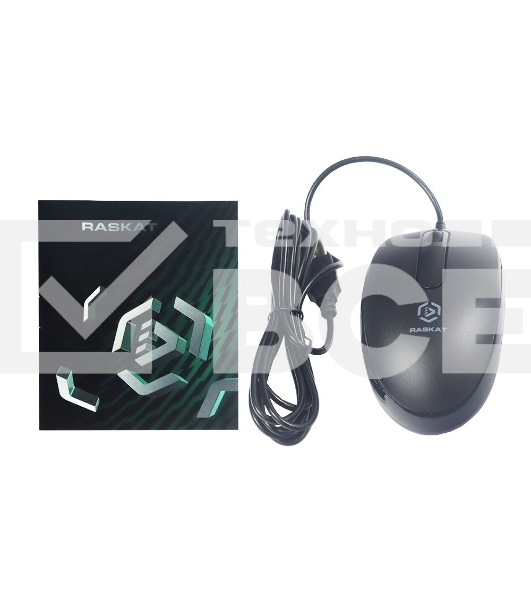Мышь проводная Raskat M015 черный, 1000 dpi, USB, кнопки - 3