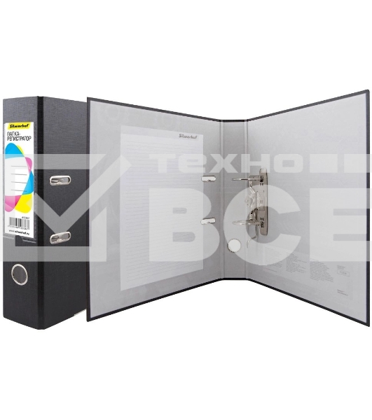 Папка-регистратор Silwerhof A4 75мм ПВХ/бумага черный мет.окант. сборная (упак.:2шт)