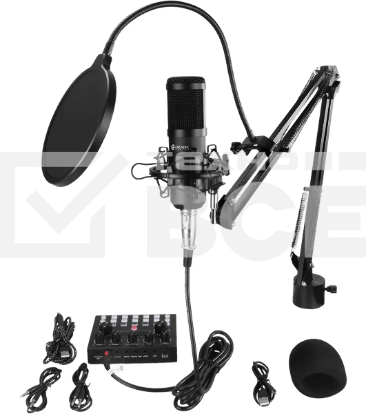 Микрофон проводной Оклик SM-600G 2.5м черный