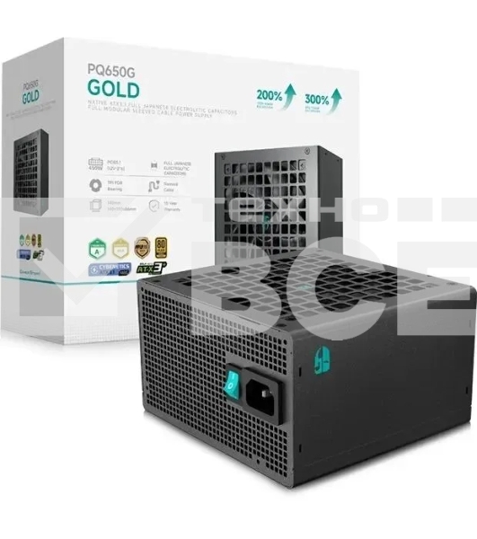 Блок питания Deepcool/GamerStorm PQ650G (ATX 3.1, 650W, Full Cable Management, PWM 120мм fan, 80 PLUS GOLD, Active PFC + Half Bridge + DC/DC, Full Japanese Capasitors, Gen5 PCIe) RET