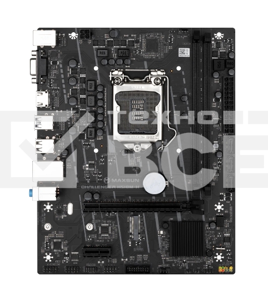 Материнская плата Maxsun Challenger H510M-H, LGA 1200, Intel H470, 2xDDR4, 1xM.2, 3xSATA, 1xPCIe 3.0 x16, 1xPCIe 3.0 x1, 1xHDMI, 1xVGA,1x 1Gb LAN, 4xUSB 2.0, 2xUSB 3.0, 5.1, mATX