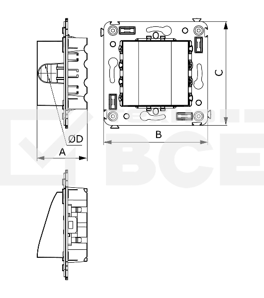 Вывод кабеля из стены DKC Avanti 4412983 