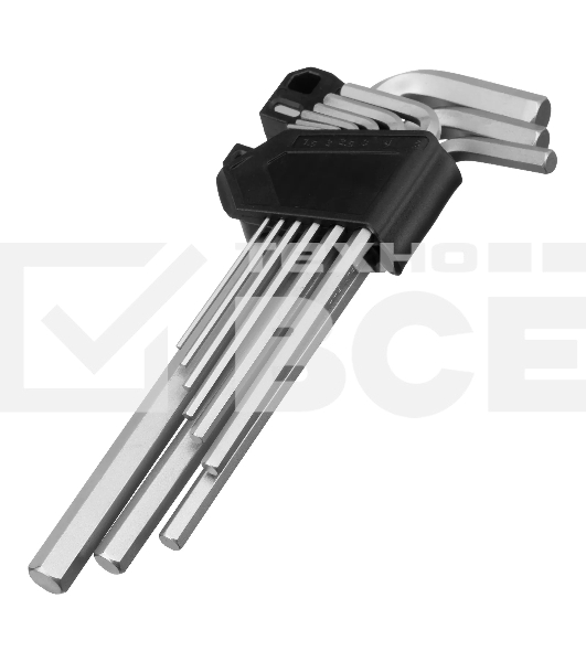 Набор ключей имбусовых Denzel, HEX, 1,5-10 мм, CrV, 9 шт., удлиненные