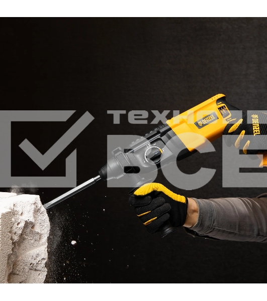 Перфоратор электрический Denzel RHH-800-26, SDS-plus, 800 Вт, 3 Дж, 3 плюс 1 реж.