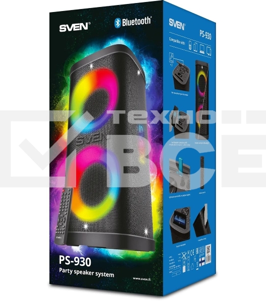 Колонка порт. Sven АС PS-930 черный 150W 1.0 BT/3.5Jack 7200mAh (SV-022402)