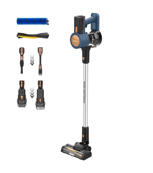 Пылесос вертикальный Taurus Homeland Ideal черный/синий, питание от аккумулятора, 150 Вт, уборка сухая, пылесборник 0.5 л