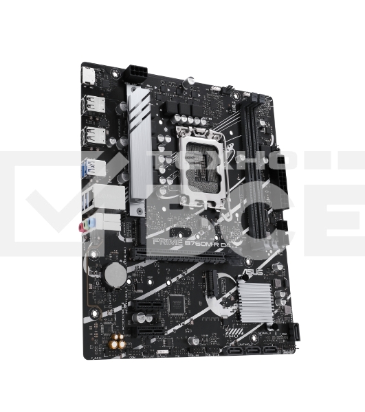 Материнская плата ASUS PRIME B760M-R D4, LGA 1700, Intel B760, 2xDDR4, 4xSATA, 2xM.2, 1xPCIe 4.0 x16, 1xPCIe x1, 1xHDMI, 1x 2.5Gb LAN, 4xUSB-A 2.0, 4xUSB-A 3.2 Gen 1, 3x3.5 мм, 7.1, mATX