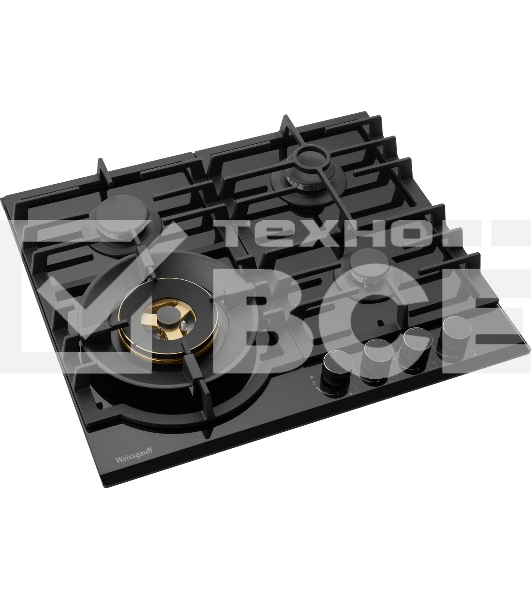 Газовая панель Weissgauff HGG 6441 BG Brass независимая, черный