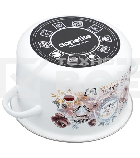 Кастрюля Appetite 1RD181М Roses эмалированная сталь, цилиндрическая 3 л