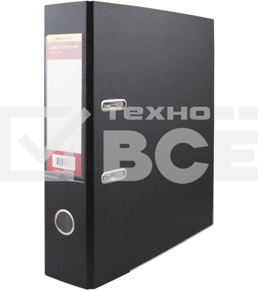 Папка-регистратор Silwerhof A4 75мм ПВХ/бумага черный мет.окант. сборная (упак.:2шт)