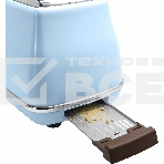 Тостер DeLonghi CTOV 2103.AZ, 900 Вт, на 2 тоста, разморозка, обжаривание, решетка для подогрева, поддон, голубой, фото6