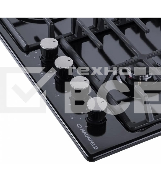 Газовая варочная панель Maunfeld EGHE.64.6CB/G, 4 конфорки, эмалированная сталь, черный