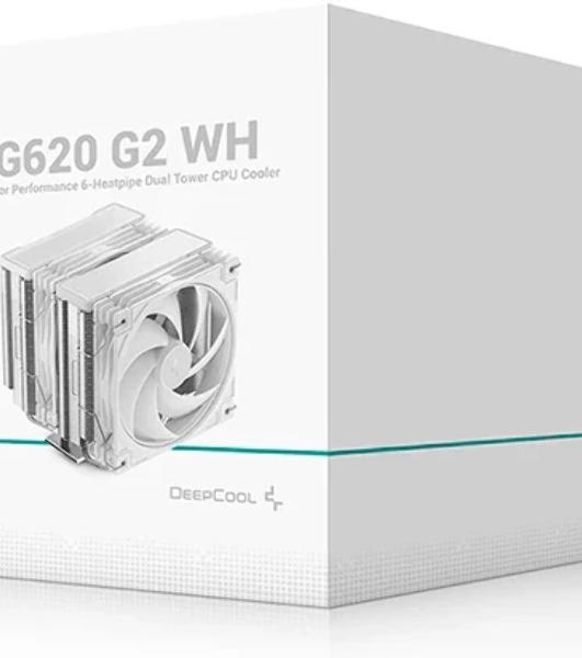 Кулер для процессора DEEPCOOL AG620 G2 WH LGA1954/1851/1700/AM5/AM4 (9шт/кор, TDP 270W, PWM, DUAL Black Fan 120mm, 6 тепл. трубок, белый) RET