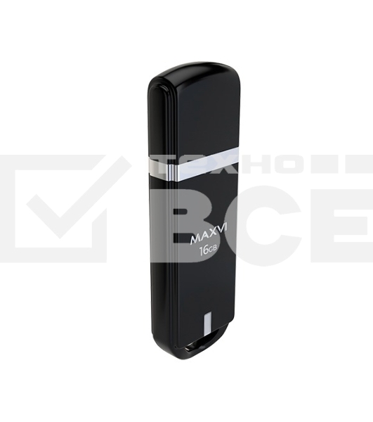 Флеш диск Maxvi P3 16GB USB 2.0 black, монолит с колпачком, ABS пластик