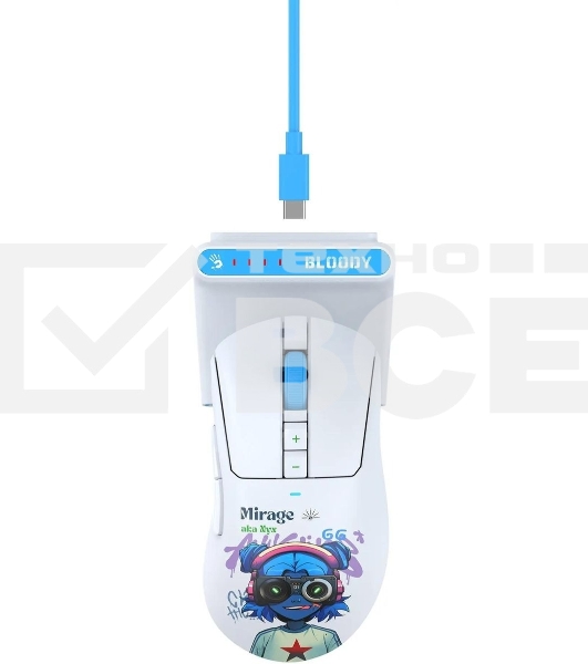 Мышь беспроводная A4Tech Bloody R73 Ultra Duo белый/рисунок оптическая 20000dpi беспров. USB/USB-C 7but (R73 ULTRA DUO NYX MIRAGE)