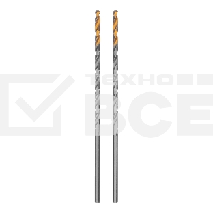 Сверло спиральное по металлу Denzel 3,5 х 112 мм, Р6М5, Golden Tip, удлиненное, 2 шт.