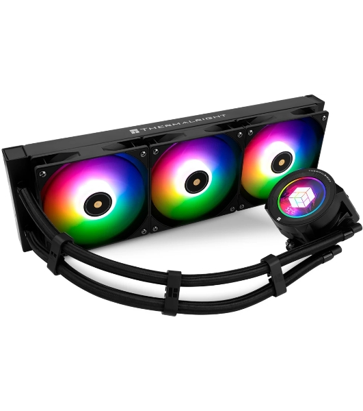 Система жидкостного охлаждения Thermalright Core Vision 360 (360mm, LED, Black, ARGB/Fans: 3x120mm, 72.37CFM, 27.7dBA, 2000RPM/Pump height 66mm, Rad thickness 27mm/S: 1700, 1200, 1851, 115X, 2011, 2066, AM5, AM4)
