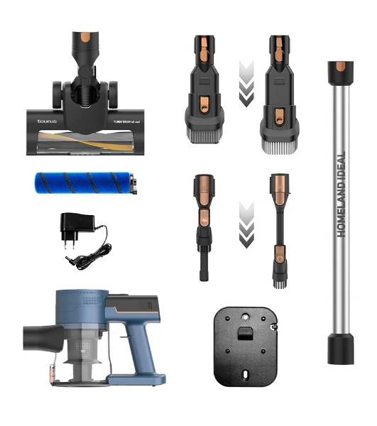 Пылесос вертикальный Taurus Homeland Ideal черный/синий, питание от аккумулятора, 150 Вт, уборка сухая, пылесборник 0.5 л
