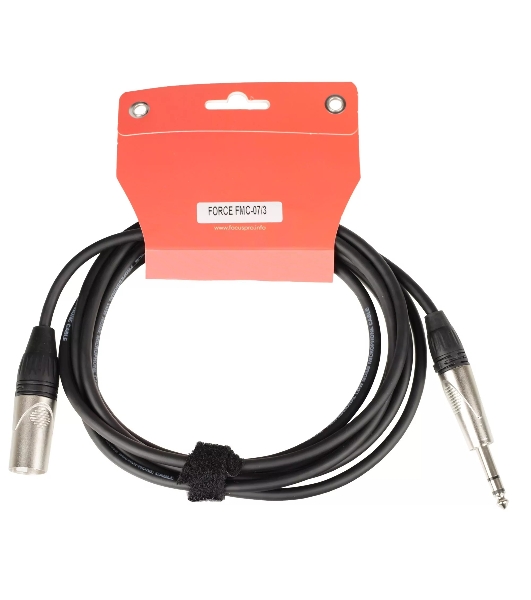 Кабель аудио FORCE FMC-07/31/4' TRS (M) - XLR (M), высококачественный балансный, малошумящий с проводниками из безкислородной меди OFC, диаметр 6 мм, профессиональные металлические разъемы, длина 3 м, цвет черный