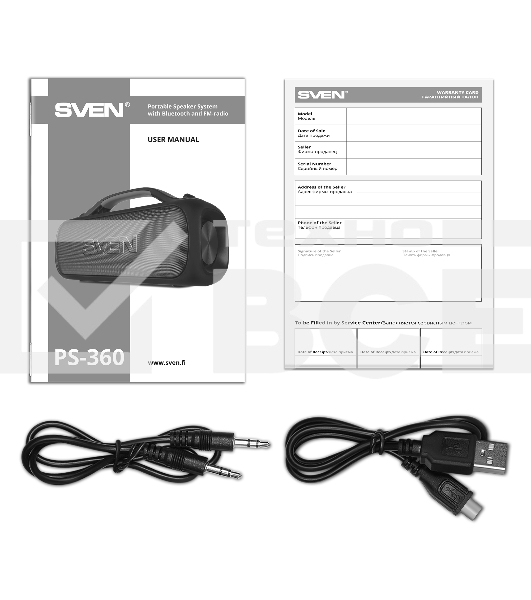 Мобильные колонки Sven PS-360 2.0 чёрные 2x12W Bluetooth