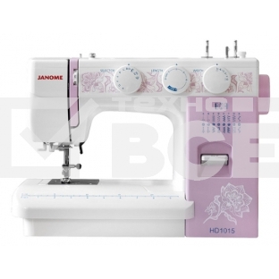 Швейная машина Janome HD1015 15 операций, петля п/авт., вертик. челнок, нитевдеватель,регул. давления лапки, мет.станина, жесткий чехол