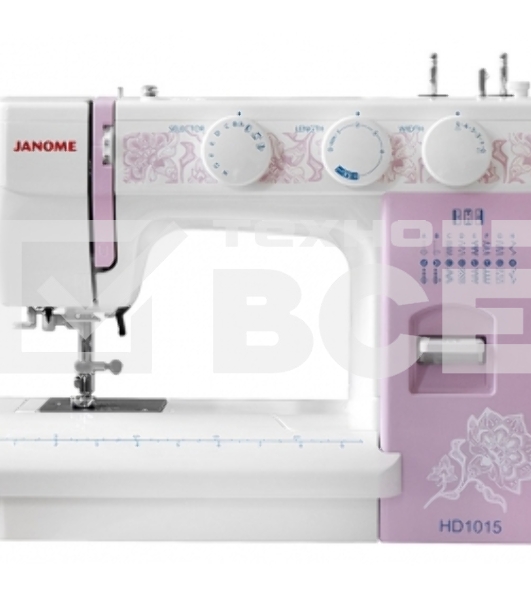 Швейная машина Janome HD1015 15 операций, петля п/авт., вертик. челнок, нитевдеватель,регул. давления лапки, мет.станина, жесткий чехол