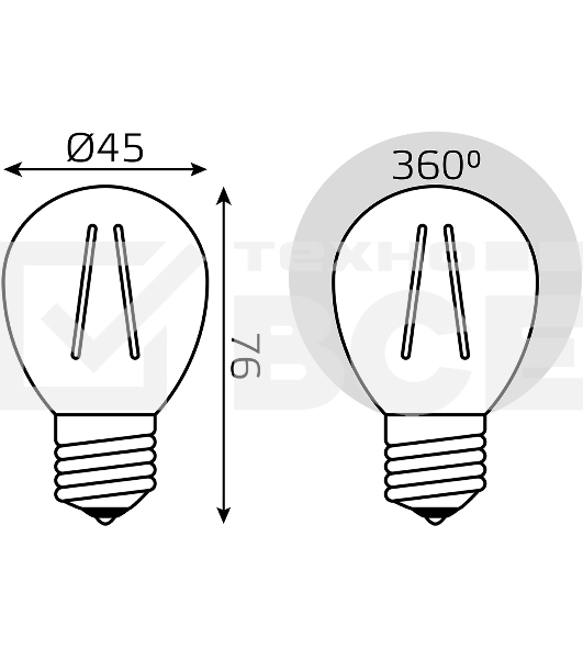 Лампа филам. Gauss Filament 10Вт цок.:E27 шар св.свеч.бел.нейт. (упак.:10шт) (52220)