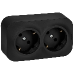 Розеточный блок двойной с заземлением предварительным подключением без шторок 16А 250В винтовые зажимы накладной Quteo IP20 Чёрный матовый, фото3