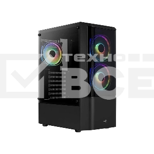 Корпус MidTower Aerocool / Formula Quantum-G-BK-v2 (черный) без Б/п, ATX 3FRGB Fan on front panel