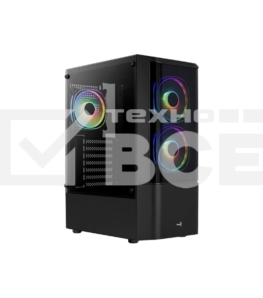 Корпус MidTower Aerocool / Formula Quantum-G-BK-v2 (черный) без Б/п, ATX 3FRGB Fan on front panel