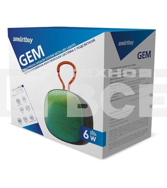 Колонка беспроводная Smartbuy (SBS-5500) GEM, черный