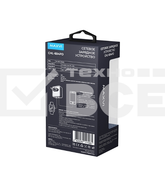 Сетевое зарядное устройство Maxvi CHL-604PD Type-C\Type-C 40W 6A (3A+3A) PD QC3.0, белый