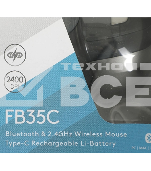 Мышь беспроводная A4Tech Fstyler FB35C серый/черный, 2000 dpi, радиоканал, Bluetooth, USB, кнопки - 6