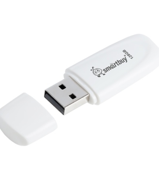 Флешка USB Smartbuy Scout White (SB128GB2SCW), 128GB, USB 2.0, R/W 20/10, белый