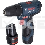 Дрель-шуруповерт Bosch GSR-120, Аккумуляторная, 12 В, 2 АКБ, Кейс, фото 1