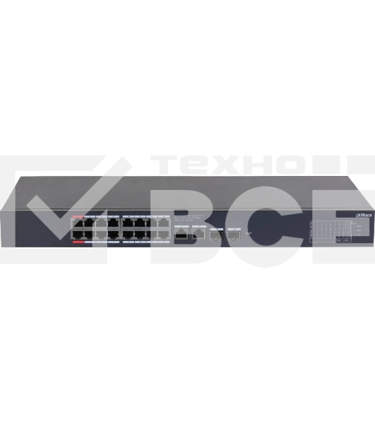 Коммутатор Dahua DH-CS4220-16GT-240 (L2) 16x100Мбит/с 2x1Гбит/с 2xКомбо(1000BASE-T/SFP) 16PoE 265W управляемый