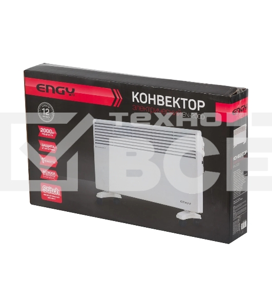 Конвектор Engy EN-2000 белый, 2000 Вт, 25 м2, термостат