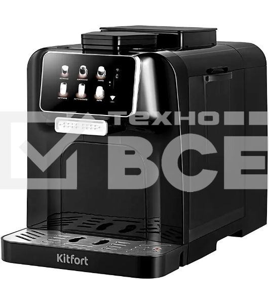 Кофемашина автоматическая Kitfort КТ-7460 черный, исп. кофе - зерновой, 1.5 л, 1480 Вт, 19 Бар