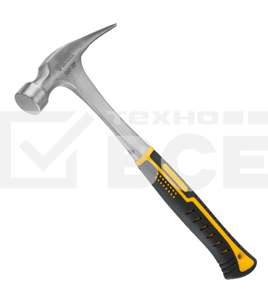 Молоток-гвоздодер Denzel 560 г, цельнометаллический, двухкомпонентная рукоятка