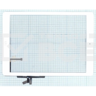 Сенсорное стекло (тачскрин) для iPad Air (A1474, A1475, A1476), белое с кнопкой OEM