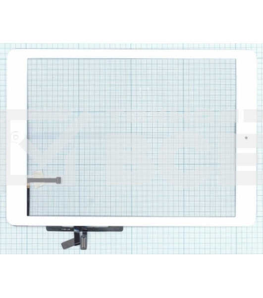 Сенсорное стекло (тачскрин) для iPad Air (A1474, A1475, A1476), белое с кнопкой OEM