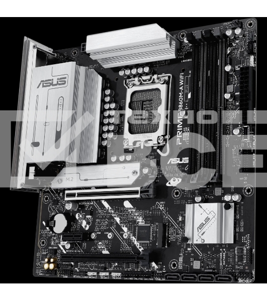 Материнская плата ASUS PRIME B860M-A WIFI, LGA 1851, Intel B860, 4xDDR5, 4xSATA, 2xM.2, 1xPCIe 5.0 x16, 1xPCIe 4.0 x16, 1xPCIe 4.0 x1, 2xDP, 1xHDMI, 1x 2.5Gb LAN, 1xUSB-C 20Gbps, 1xUSB-A 10Gbps, 2xUSB-A 5Gbps, 4xUSB-A 2.0, 3x3.5 мм, 7.1, micro-ATX.