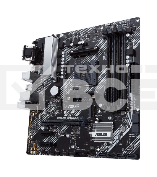 Материнская плата ASUS PRIME B450M-A II, AM4, AMD B450, 4xDDR4, 6xSATA, 1xM.2, 1xPCIe 3.0 x16, 2xPCIe x1, 1xHDMI, 1xDVI-D, 1xVGA, 1x 1Gb LAN, 4xUSB 3.2 Gen 1, 2xUSB 3.2 Gen 2, 3x3.5 мм, 7.1, mATX