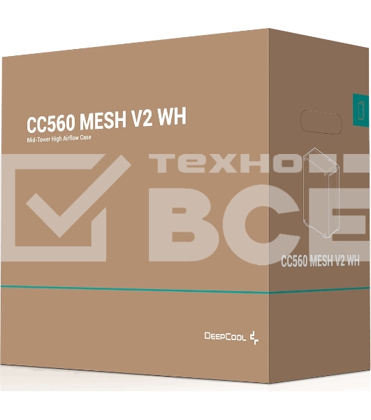 Компьютерный корпус Deepcool CC560 MESH V2 WH без БП, боковое окно (закаленное стекло), 3x120мм ARGb LED вентилятор спереди и 1x120мм ARGb LED вентилятор сзади, белый, ATX